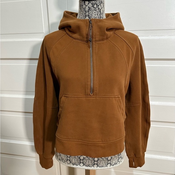 lululemon athletica Tops - Lululemon Scuba Oversized 1/2 Zip Hoodie Size M/L Copper Brown $138